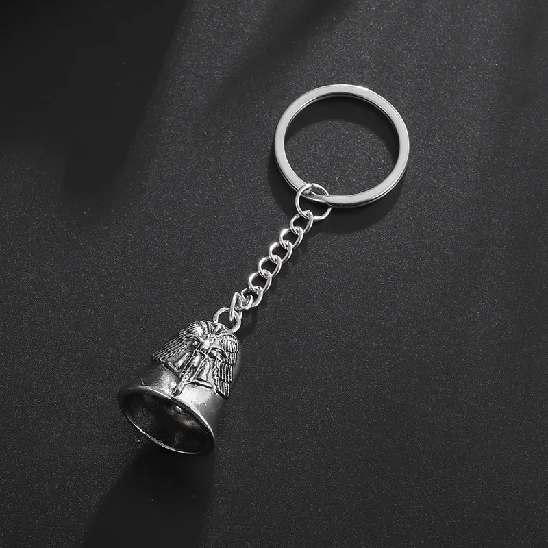 Motorcycle Bell Keychain Stylish Guardian Angel Wings Men Biker Exorcist Jewelry Accessory