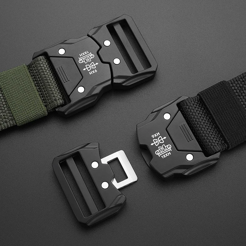 Automatic Buckle Tactical Belts Men's Woven Nylon Military Durable Black Outdoor Army Hunting Golf Waist Belt_voghion.com