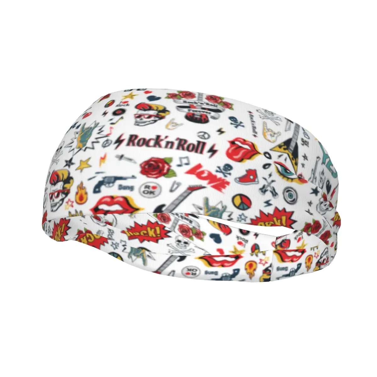

Мужская эластичная повязка на голову Rock N Roll Skulls Guitar Hippie Signs