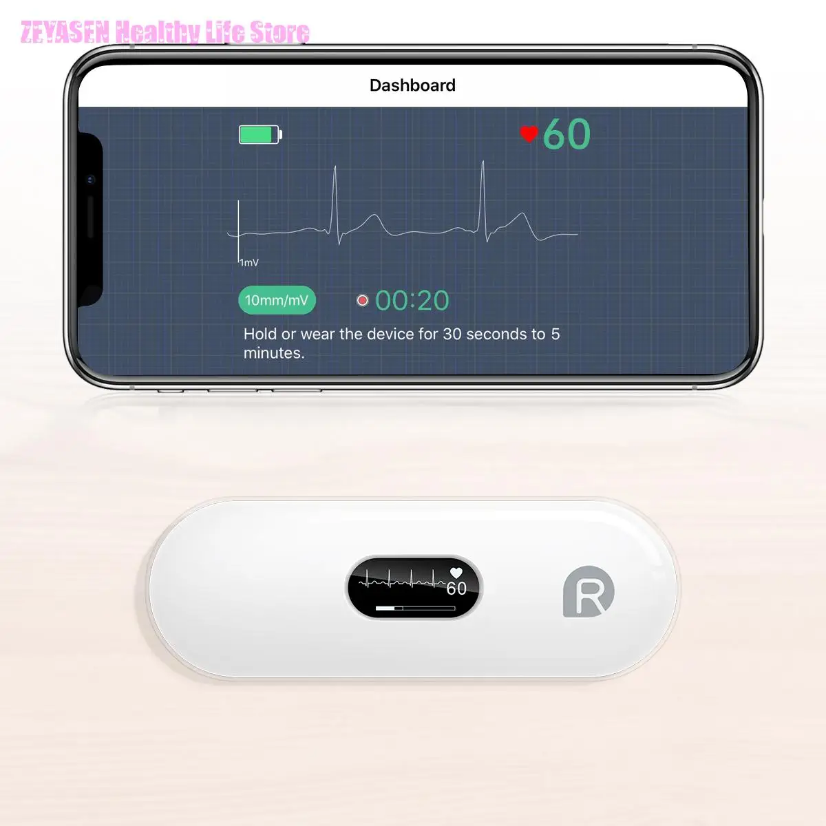 Zeyasen Holter Ecg Monitor Oled Bluetooth Ekg Cardiaco Heart Monitoring Wearable Electrocardiograma Unlimited Data Storage Share