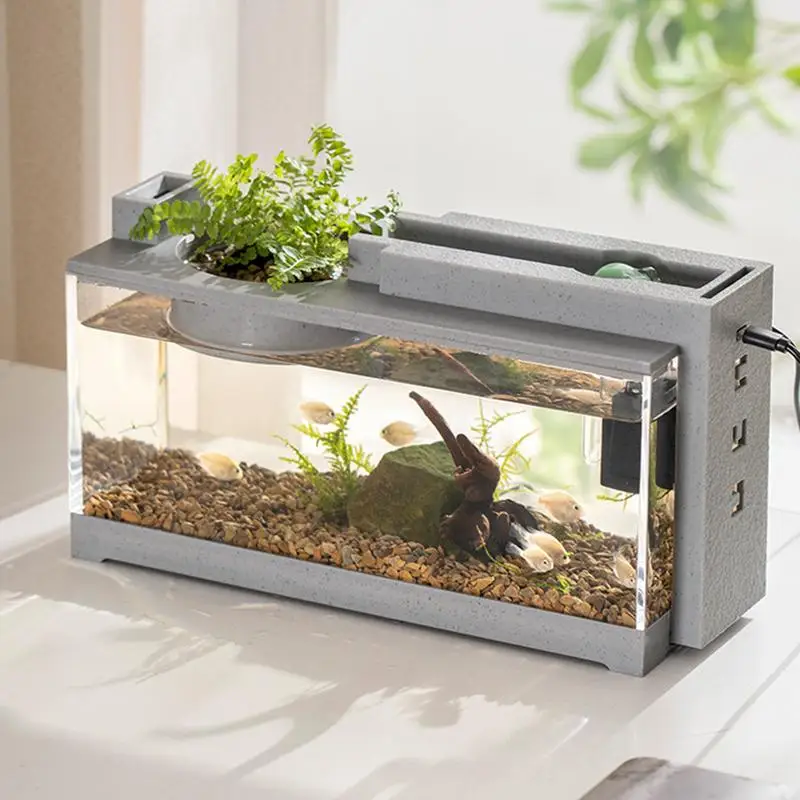 Creative Small Aquarium Fish Tank Kit Built-in Oxygen Bar USB Mute Filter Multi-functional Office Desktop Home Ornaments fish aquarium