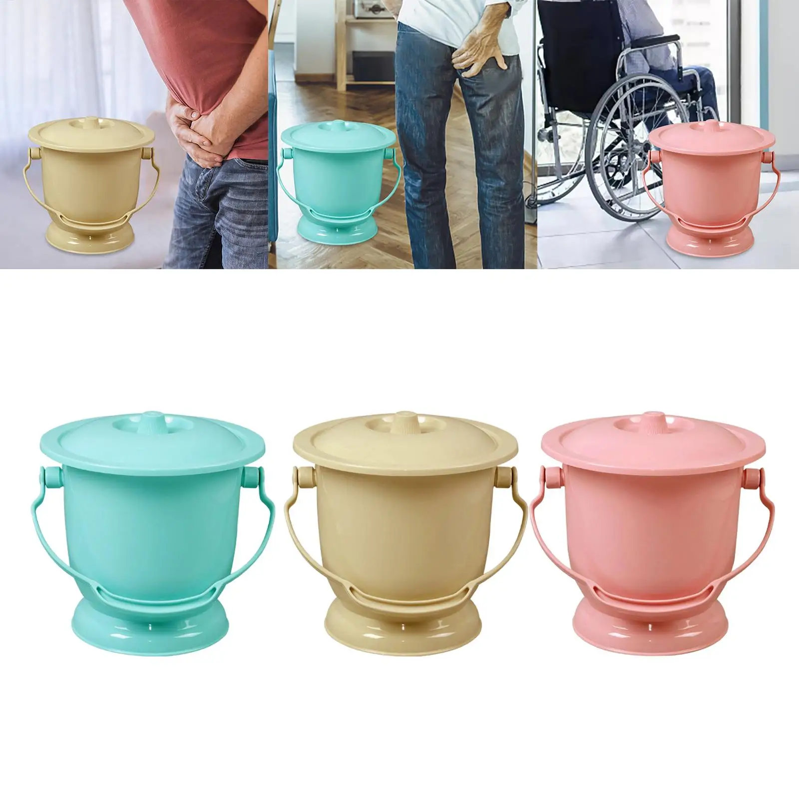 Chamber Pot with Lid Bedpan Spittoon Long Lasting Use Handheld Urinal Bottle