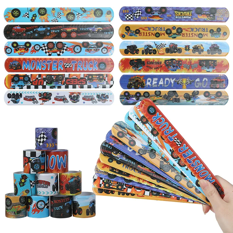 12pcs Racing Car Slap Bracelets PVC Wristbands Kids Birthday Party Favors Pinata Filler Guests Gift Sport Party Decor Supplies