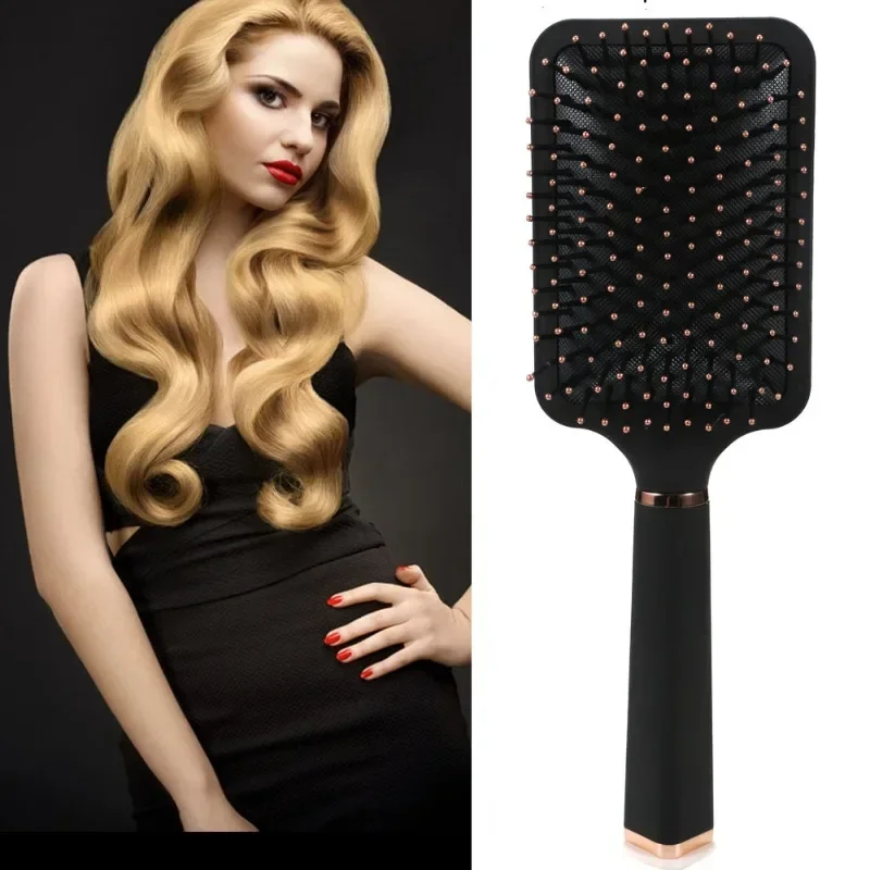 

Tiktok Popular ABS Air Cushion Airbag Massage Comb Male and Female Anti-static Hairdressing Brush Black Gold Ring Base