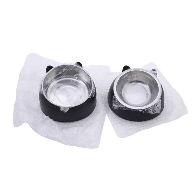200ml 400ml 15 Degrees Tilted Stainless Cat Bowls Non-slip Base Pets Puppy Cats Food Drink Water Feeder Neck Protection Pet Bowl 4