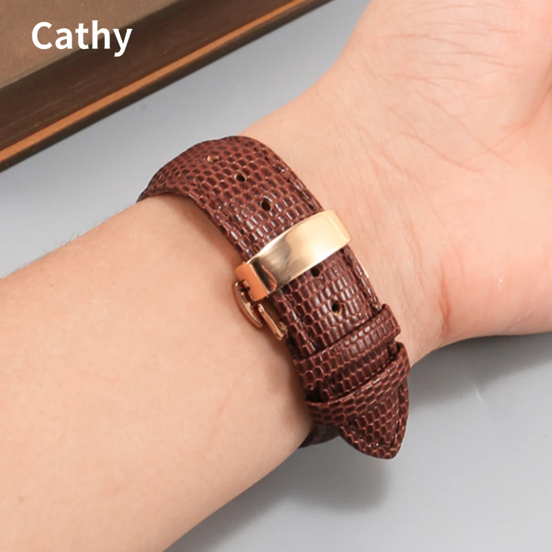 Lizard Pattern Genuine Leather Watch Strap for Rossini Mido Tissot