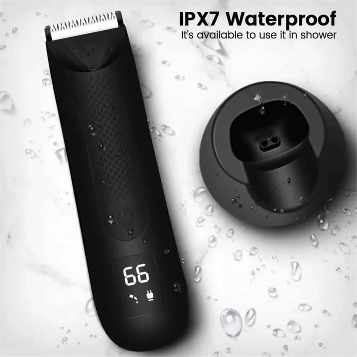 Trimmer for Men Replaceable Ceramic Blade Heads Waterproof Wet/Dry Groin & Body Shaver Groomer,B 3