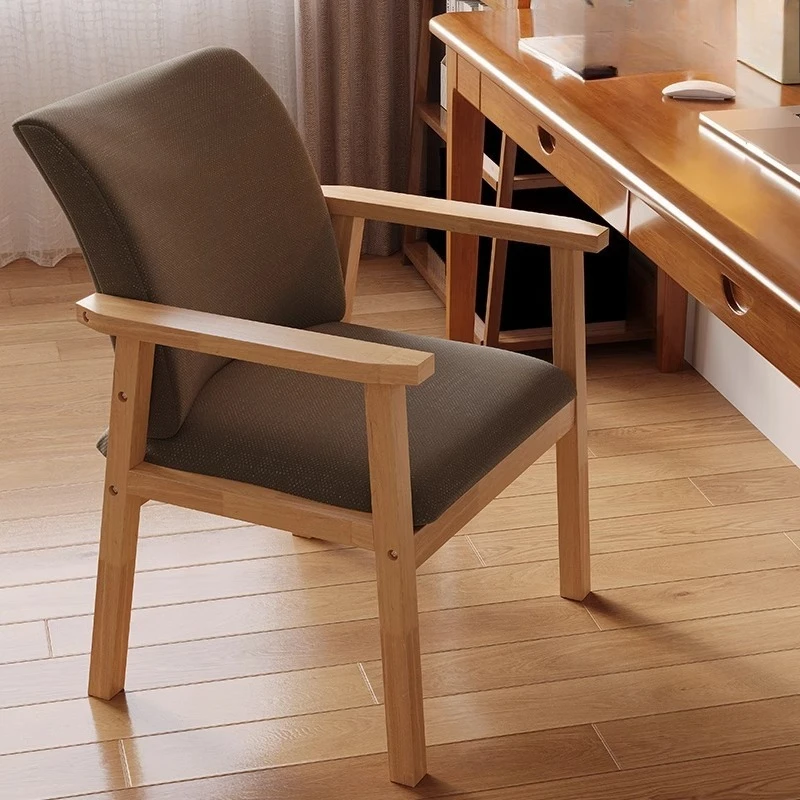 Sedia da pranzo in legno massello per soggiorno, sedia domestica con braccioli e schienale, sedia da ufficio con seduta morbida, sedia da caffè - immagine 5