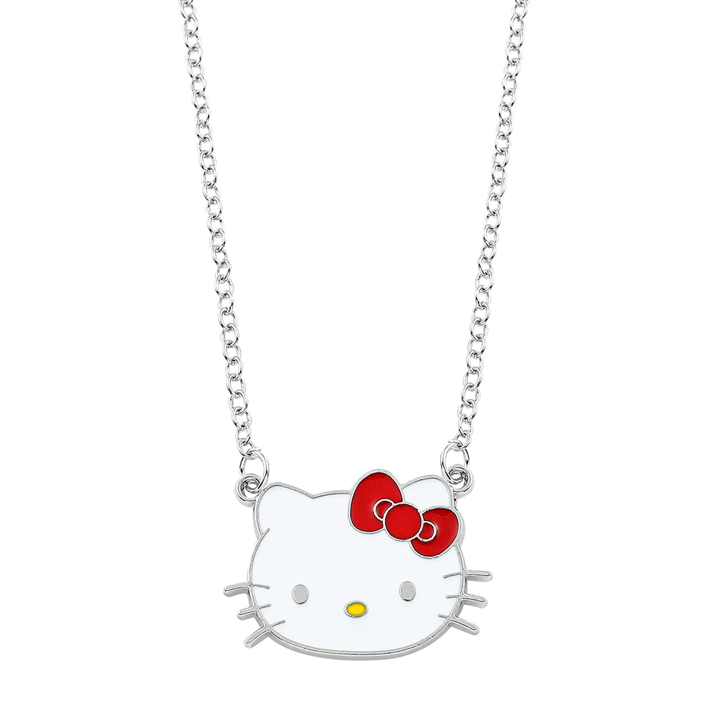 

Милый эмалированный кулон Hello Kitty ожерелье модное простое аниме периферийное ювелирное изделие мультяшная фигурка КТ кошка аксессуары на шею