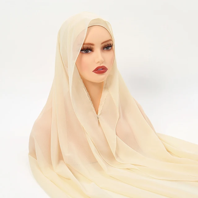 Hijab instantané en mousseline de soie avec boucle magnétique, couleur unie, écharpe musulmane pour femme, Turban islamique, bandeau à la mode, châle, nouvelle collection
