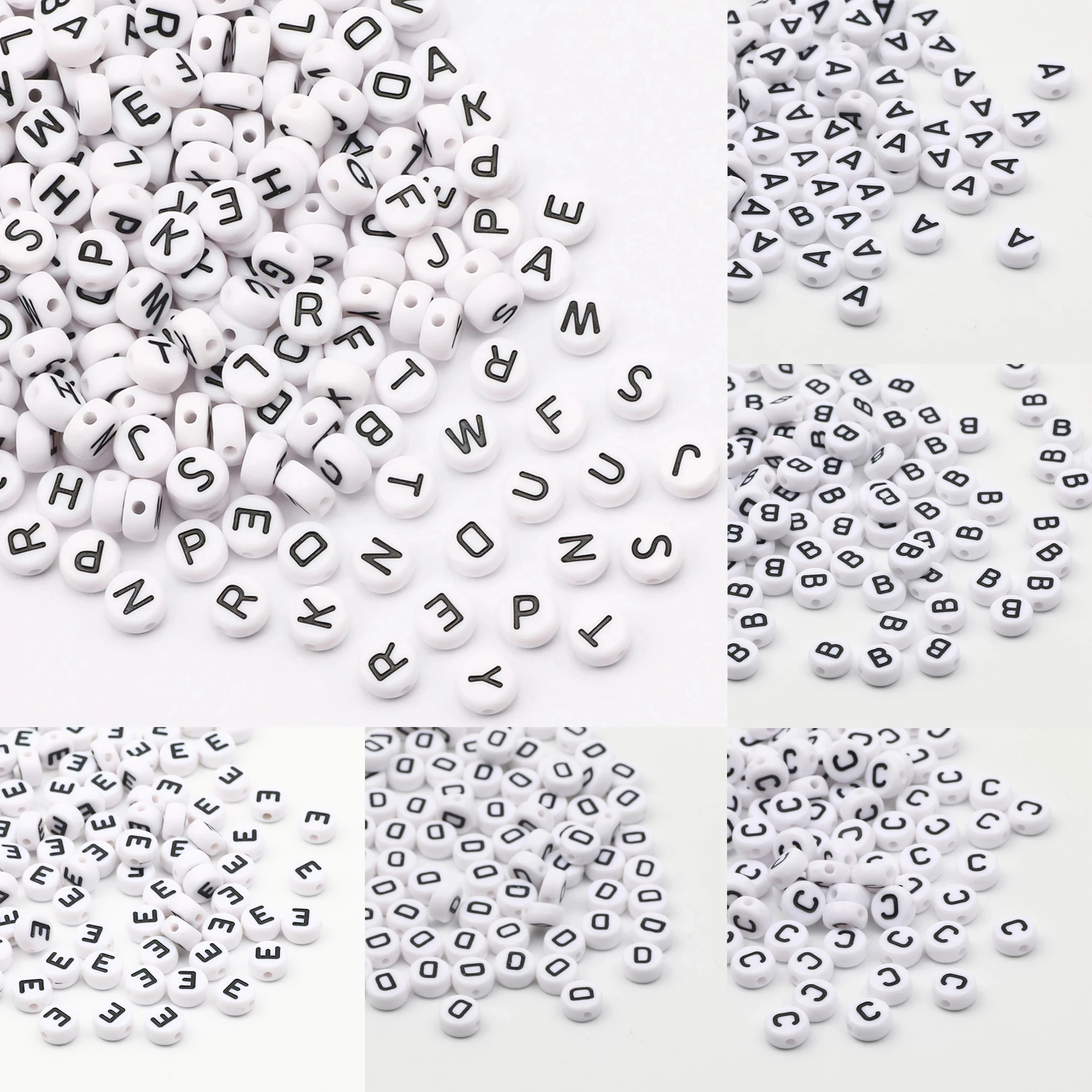 

4x7mm White Round Acrylic Letter Beads 26 Alphabet Loose Beads For Necklace Bracelet Charm Crafts DIY Jewelry Making Accessories