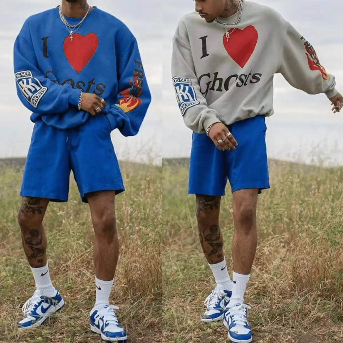 

Spring Summer New Style Loose Printed Sweatshirt Casual Suit Fashion Men