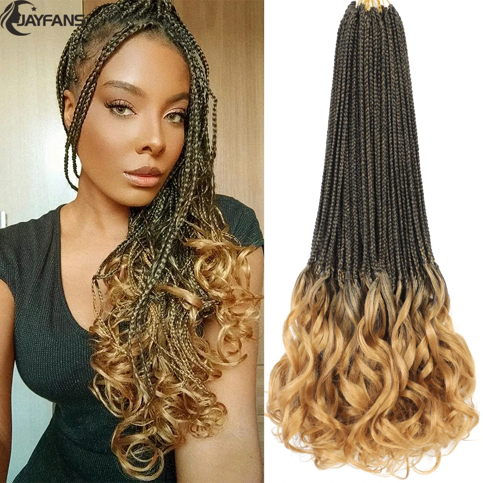 1-8 Packs Crochet French Curl Braids Ginger 350 30 27 Bug Colors Goddess French Curls Box Braids Crochet Braiding Hair for Women 3