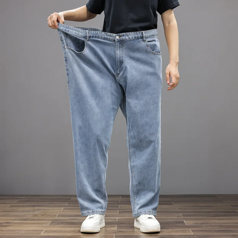 Summer Thin wide leg jeans men straight loose big leg trousers wide leg elastic plus size mens jeans 11XL 12XL 3
