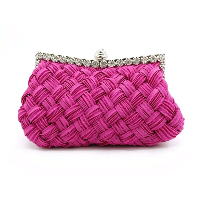 Hand-Woven Evening Bag Clutches Noble Women Dinner Banquet Rhinestone Purses Cocktail Party Prom Handbags Chain Shoulder Bag