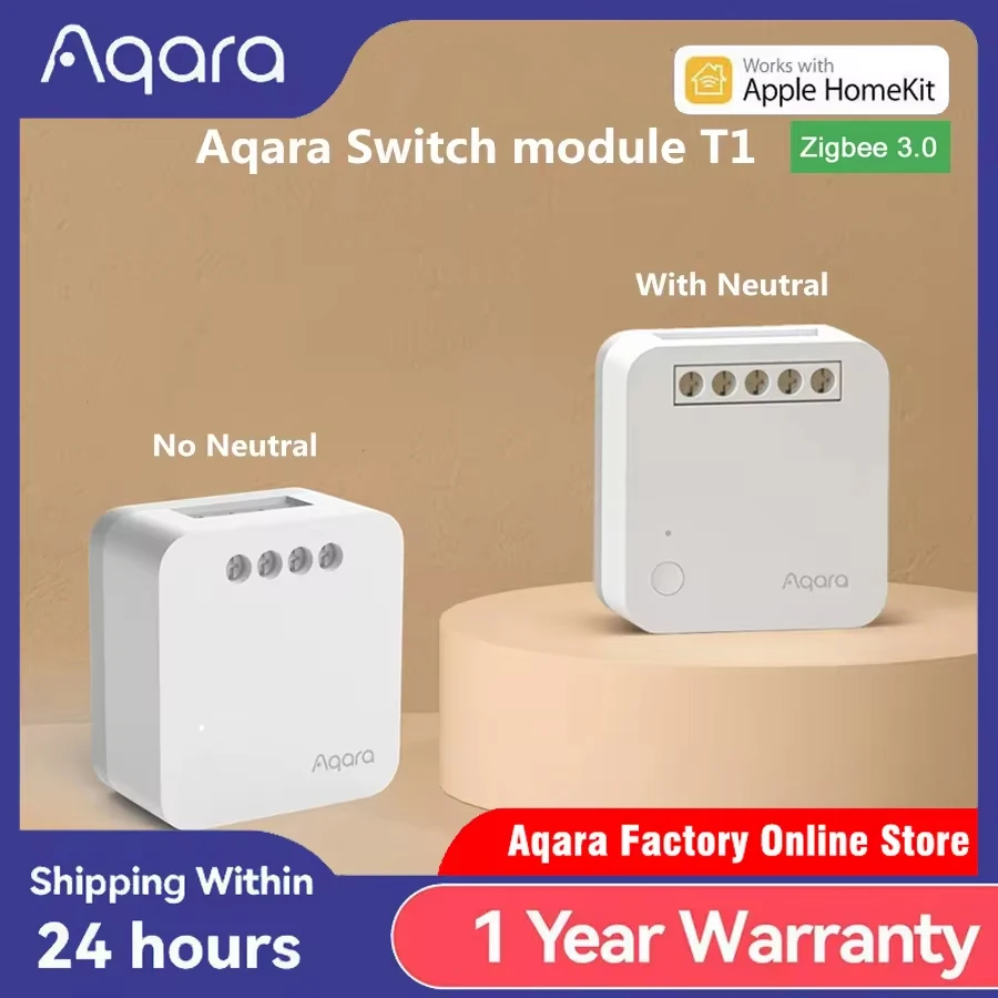 Aqara 단일 채널 제어 모듈, T1 Zigbee 3.0 무선 릴레이 컨트롤러, 1 채널 중립 없음, 애플 홈키트로 원격 작업