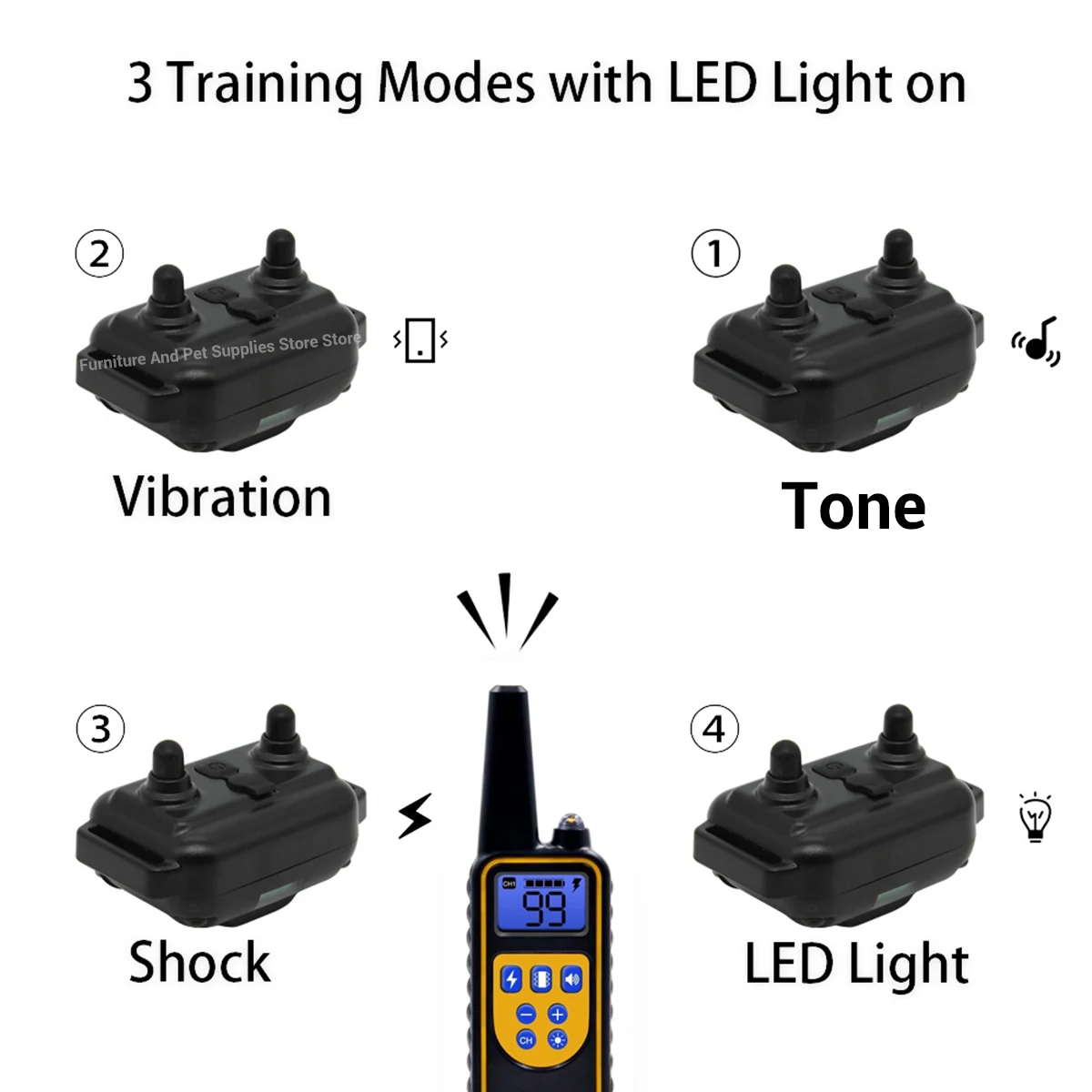 Electric Dog Training Collar Waterproof Dog Bark Collar Pet With Remote Control Rechargeable Anti Barking Device All Size Dogs 5