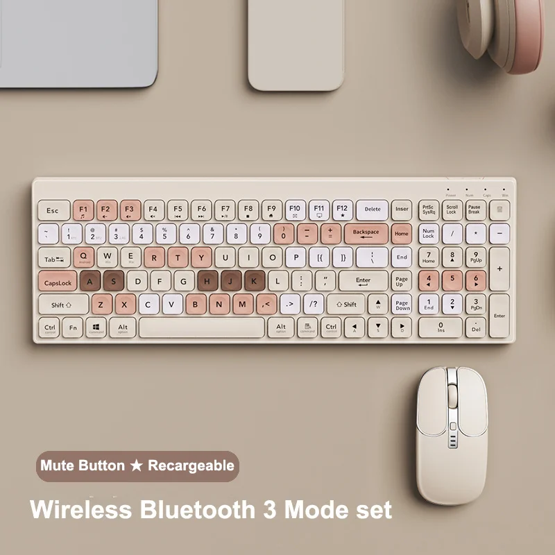 Teclas de Teclado sem Fio Mouse Conjunto 2.4g Bluetooth Multimídia Teclado Recarregável Jogo Rato Combinação Kit para pc Escritório em Casa 105 - Imagem 2