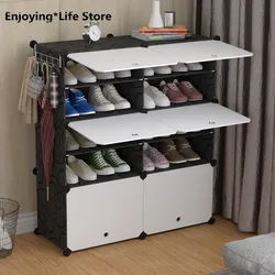 Armario de zapatos ensamblado de plástico multicapa para el hogar, Zapatero a prueba de polvo, almacenamiento de zapatos