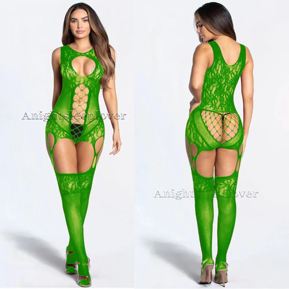 Sexy Lingerie costumes women lingerie set cosplay underpants Fishnet Bodysuit Bodystockings Women Fishnet Mesh Sex Clothes Perspective Open Crotch Body Stockings