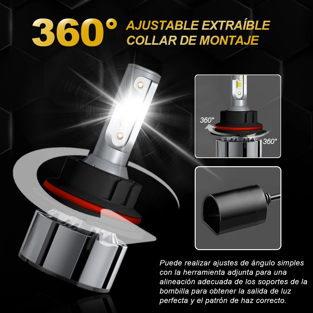 

High-Performance Car Headlight Bulbs, 6 PCS 3570-45min CSP Chips, 300% Brighter, Easy Installation