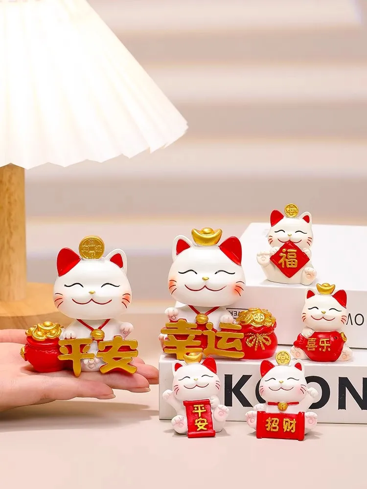창의적인 부를 가져다주는 고양이 장식품 사무실 장식장 데스크탑 장식 이사 새해 선물 행운 고양이 장식품