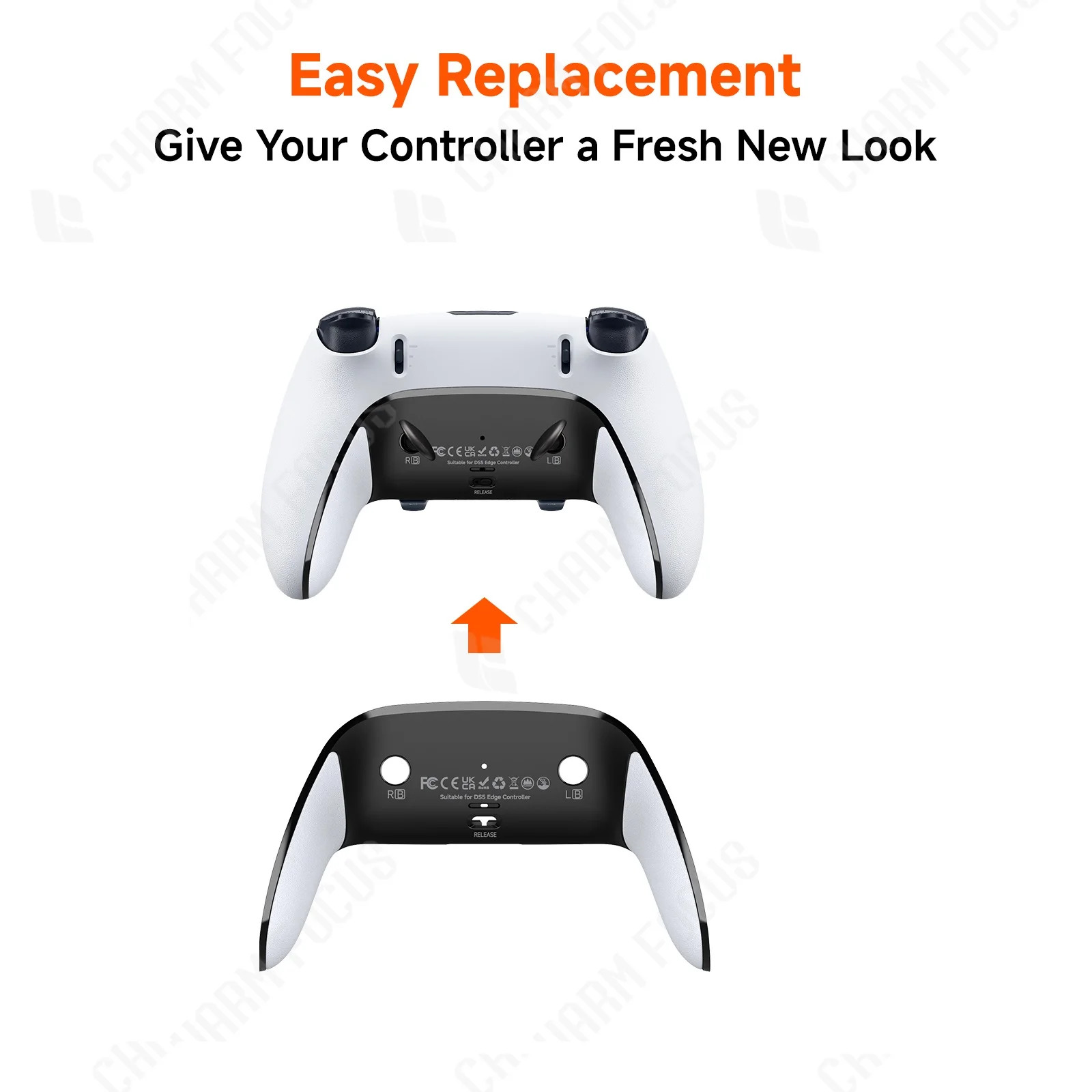 Decorative Bottom Shell with Soft Rubber Grip for DIY Replacement (Controller Not Included)