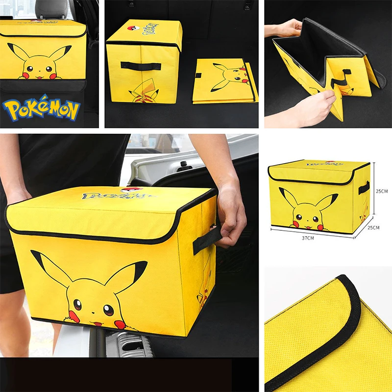 

Pokemon Pikachu Car Trunk Folding Storage Box Fashion Non-woven Multifunctional Kid Toys Collect Car Accessories Interior Gift