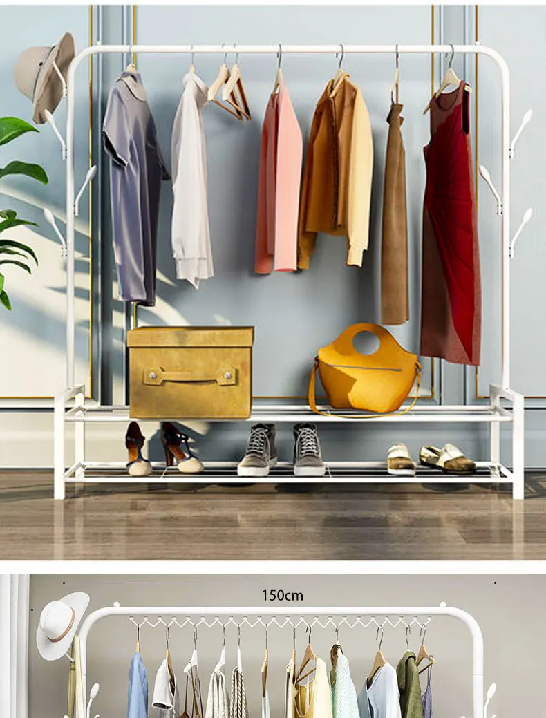 Rack Clothes Floor Bedroom Floor Rack Clothes Double Furniture