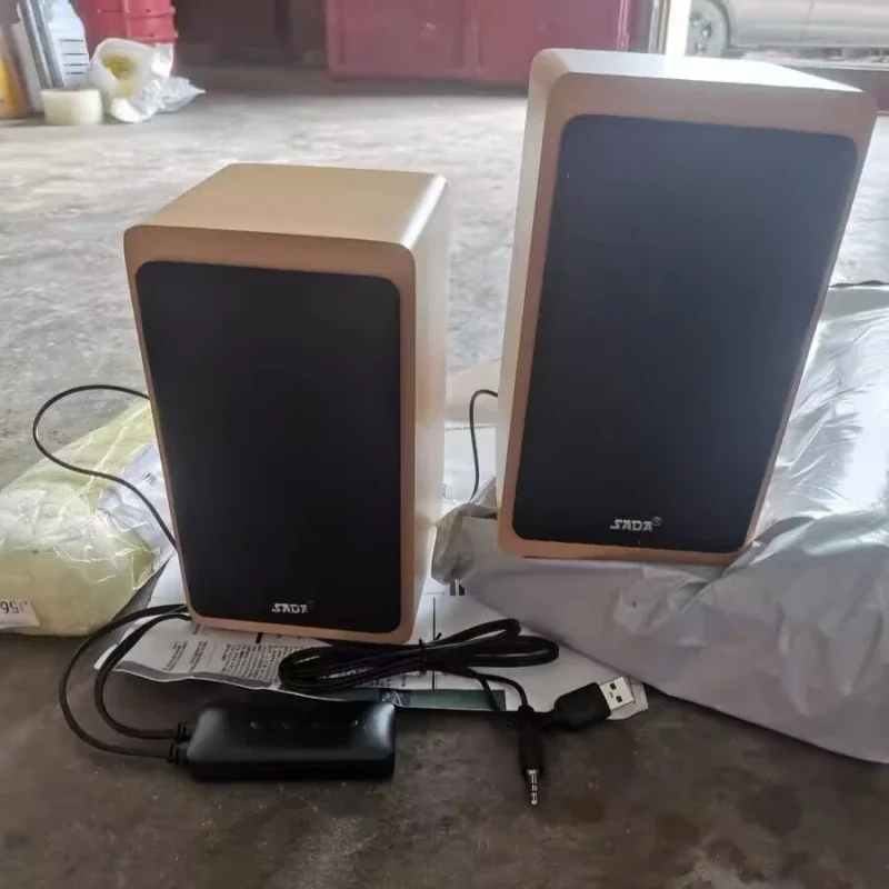 Wooden Multimedia HIFI Shock Stereo Heavy Bass Sound Box Home Mini Desktop Computer Bluetooth Speakers Active USB Wired 2.0