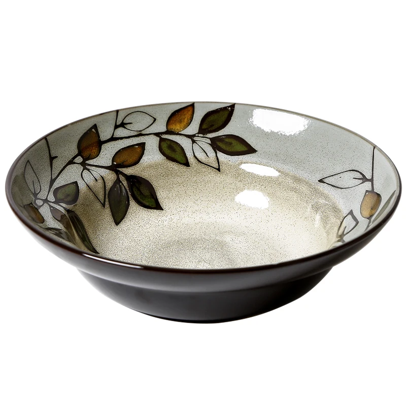 Japanese Style Ceramic Soup Plate Creative Vintage Straw Hat Shaped Deep Dish Household Pasta Salad Dinner Tableware