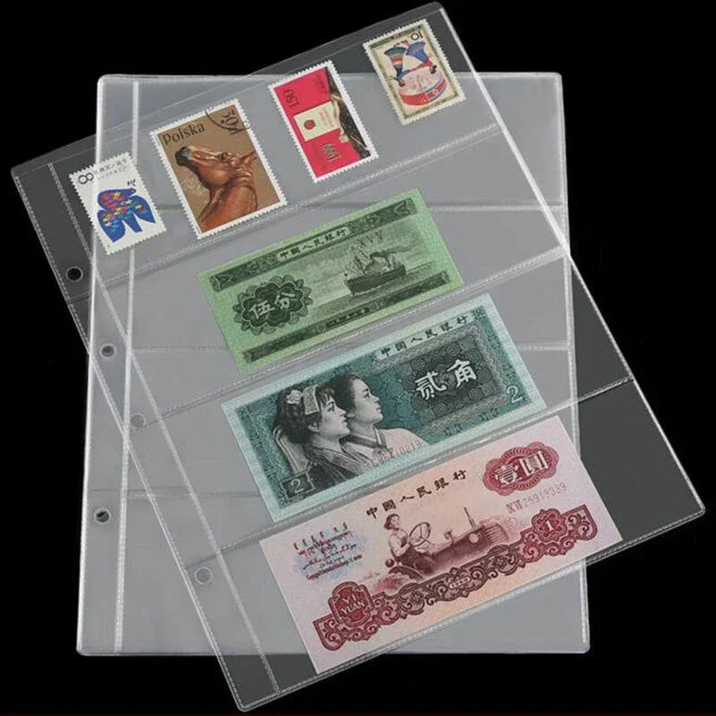 10pcs Paper Money Page Protector Banknotes Collector Currency Album Sleeves PVC Transparent Bill Note Collection