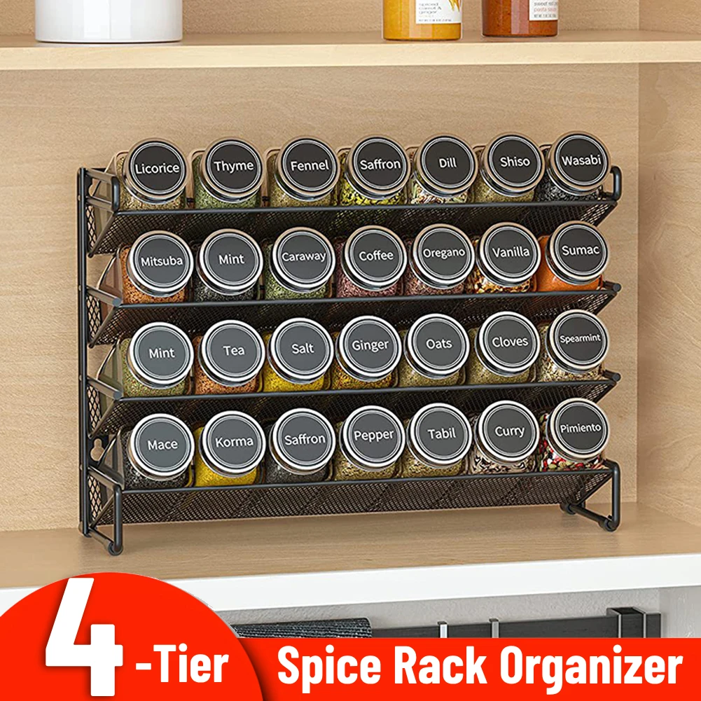 Silver Metallic 4 Tier Heavy Gauge Condiment Rack in Drawer Organizer Metal Spice  Jar Rack for Kitchen - China Shelf, Rack