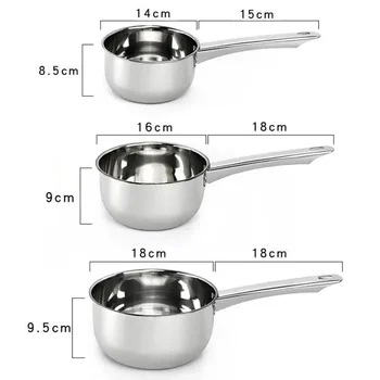 1 pz padella in acciaio inossidabile pentola ispessimento padella antiaderente con manico pentola per il latte pentola calda utensili da cucina per la casa utensili da cucina 1