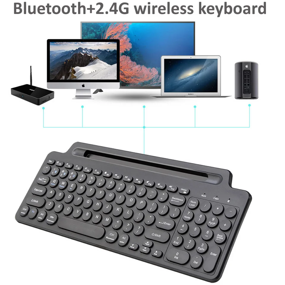 Teclado sem Fio Bluetooth com Número Touchpad Mouse Slot para Cartão Numérico para Android Ios Desktop Computador Portátil Caixa de tv 2.4g - Imagem 2