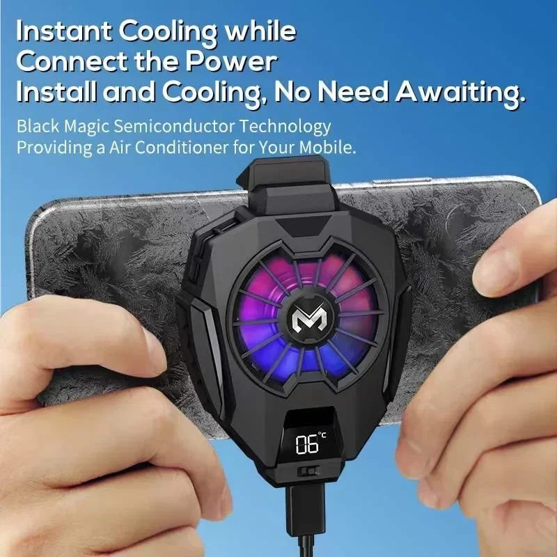 2 In 1 Mobile Phone Magnetic LED Display Fan Cooling Phone Radiator & RGB Light Smartphones Genshin Impact PUBG Game Cooler phone cooler