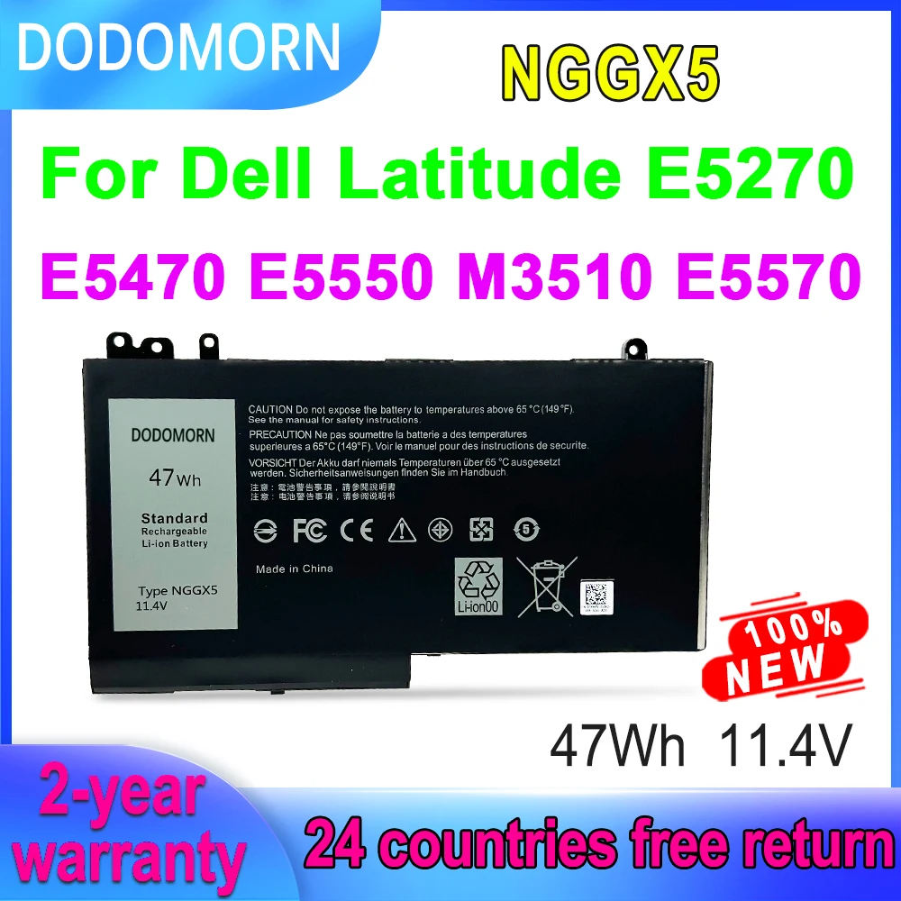 

Аккумулятор DODOMORN NGGX5 для ноутбука Dell Latitude E5270 E5470 E5550 E5570 M3510 954DF JY8D6 0JY8D 11,4 в 47 Вт/ч, быстрая доставка