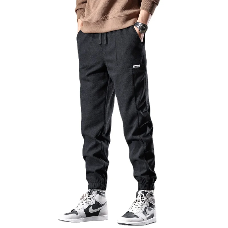 Autumn Black Baggy Pants Men Casual Sports Pencil Pants Streetwear Loose Clothing Elastic Waist Drawstring Jogging Trousers