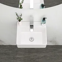 13.6x11.6” White Ceramic Rectangular Wall Mount Bathroom Sink with Single Faucet Hole ( Faucet and Sink Undermount Not Included) 2