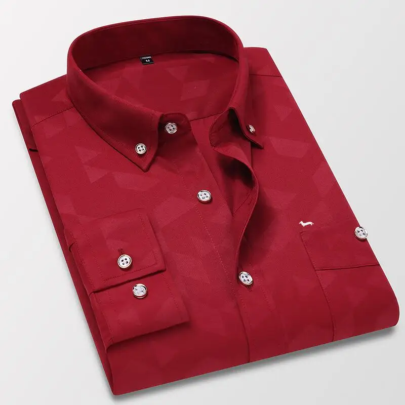 Dress Shirts Men Business Long Sleeve Slim Fit