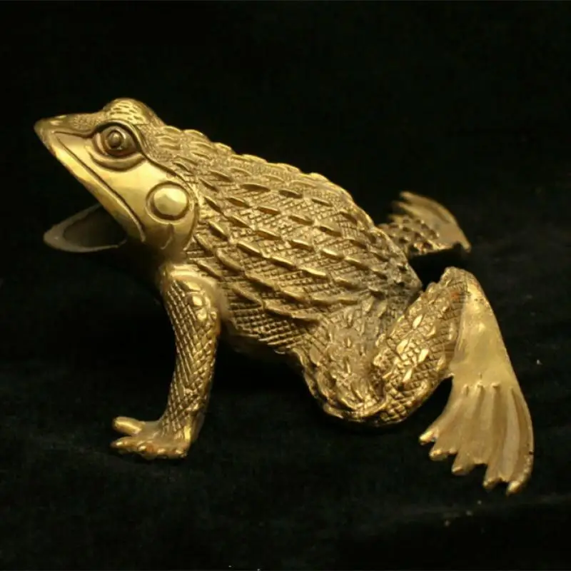 

China Chinese Folk Fengshui Brass Luy Animal Frog Statue Sculpture statues for decoration Collection ornaments Jin Chan Gift
