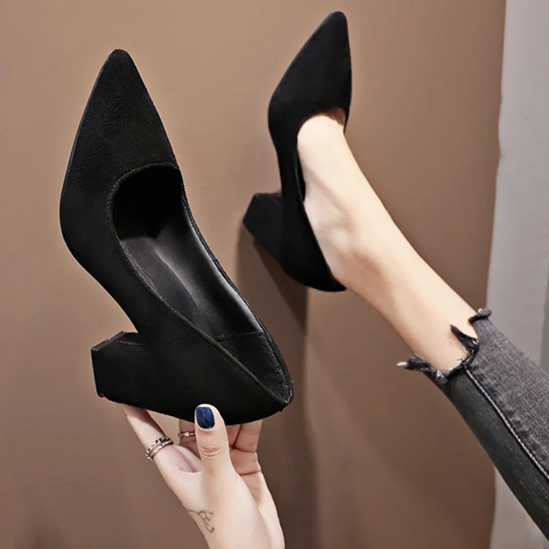 Sapato feminino autumn ladies work shoes cashmere round head casual shoes high heel low heel platform comfortable shoes  WSH3183 5