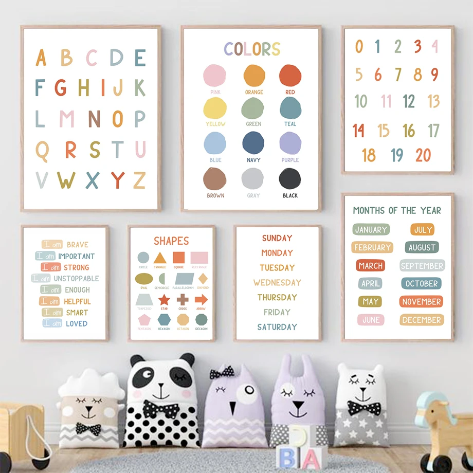 Pack De 16 Affiches éducatives En Anglais - Chiffres, Lettres, Formes, Couleurs Pour Maternelle (25x20 Cm) - 10