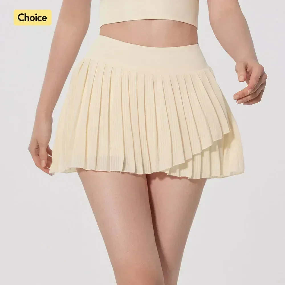 Sports Skirt Summer Pleated Fitness Yoga Skirt with Shorts High Waist Slim Anti-exposure Tennis Golf Outfits Running Sports Skirt Women