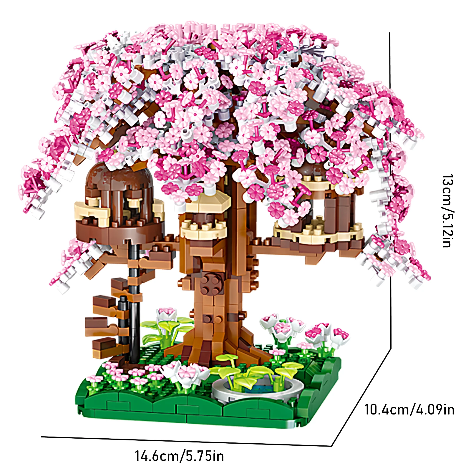 Mini Sakura Tree Building Blocks City Series DIY Cherry Blossom Bricks Treehouse