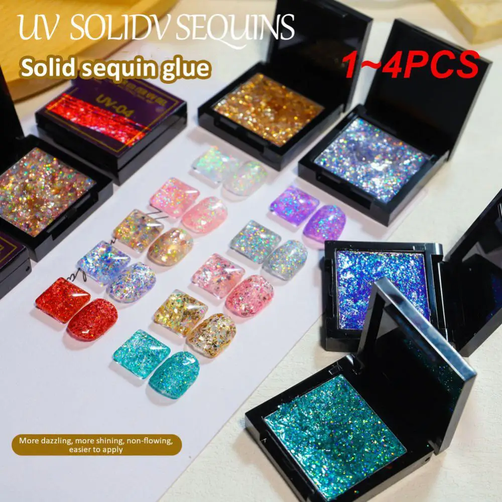 

1~4PCS Uv Solid Sequin Glue Glitters Nail Gel Polish Long Lasting Solid Phototherapy Glue Nails Art Tool Nail Polish
