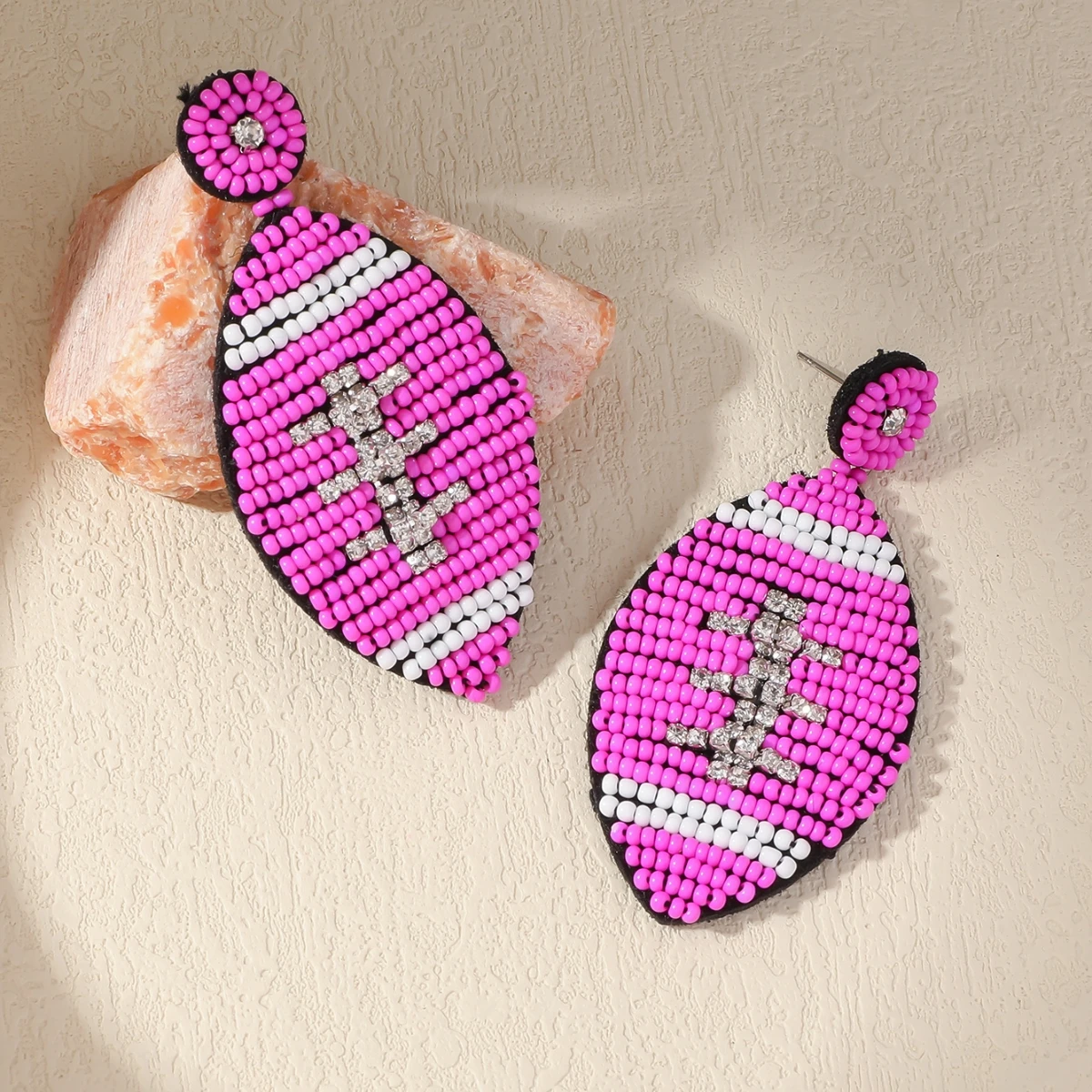 Bohemain Football Seed Beaded Drop Earrings for Women Lady Summer Beach Handmade Hanging Earrings Party Jewelry Accessories Gift