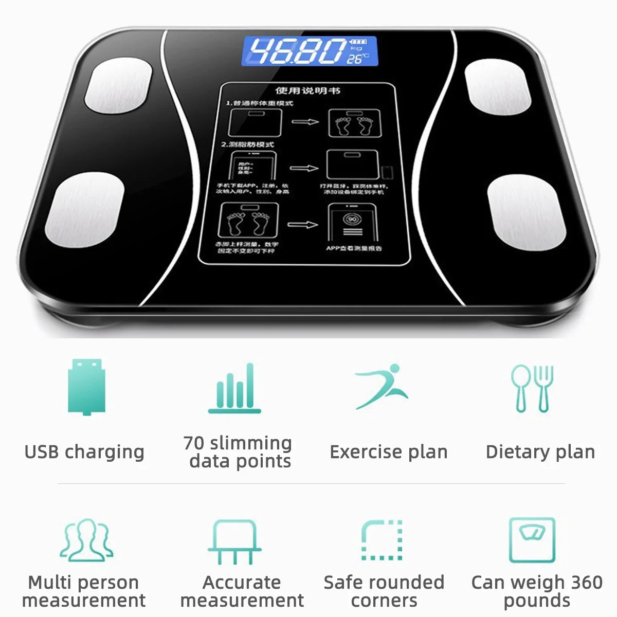 Smart Electronic Scale Wireless Digital Bluetooth Weight Scale With Smartphone Application electronic scale,weight scale