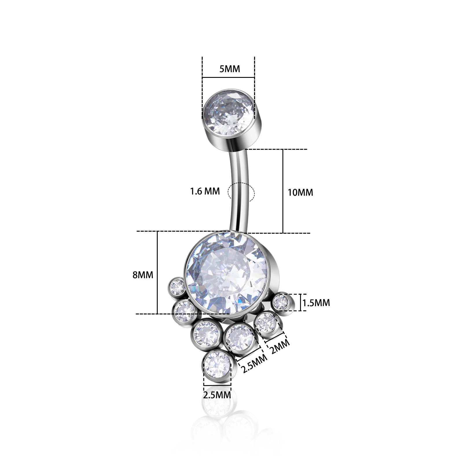 G23 Titanium ASTMF136 Belly Button Ring Piercing Jewelry Navel Ring For Women Double Bezel Setting Delicate Zircon piercing jewelry body piercing jewelry body jewelry belly button earrings belly button piercings