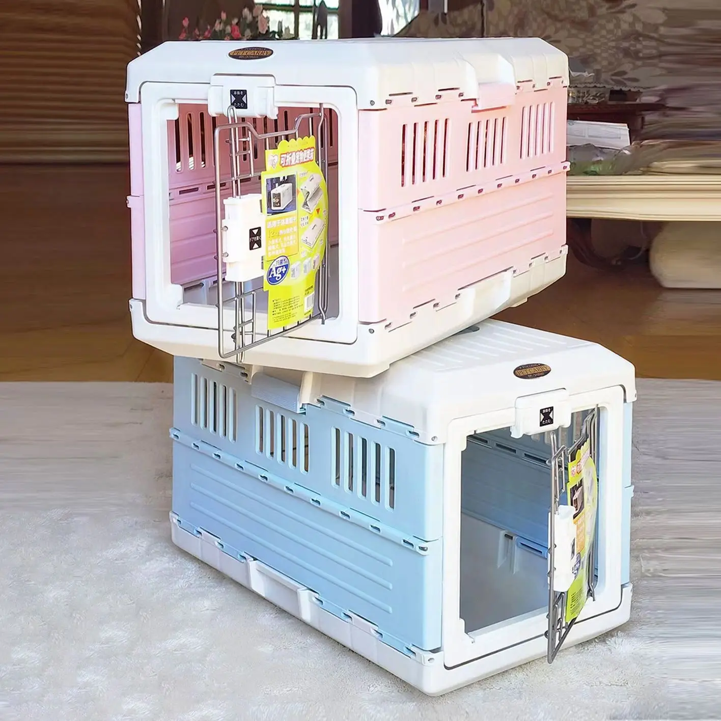 Folding Pet Air Box Dogs Cats Foldable Air Box Cat Carry Cage Removable Dog Stuff Large Space Pet Travel Carrier Supplies